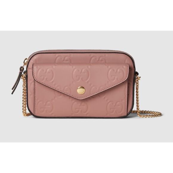 Gucci GG Super Mini Shoulder Bag Pink Leather with Chain Strap Brand BNIB - Picture 1 of 13